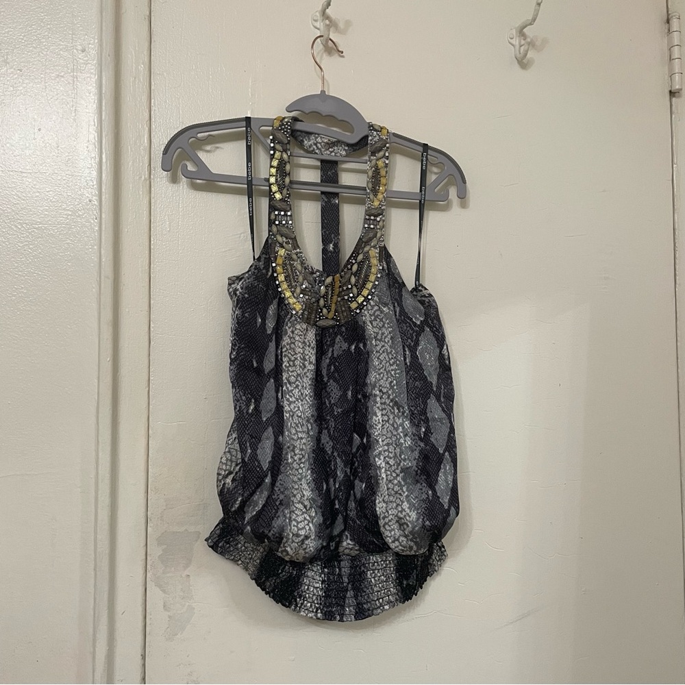 Bebe Snake Embellished Racerback Top
